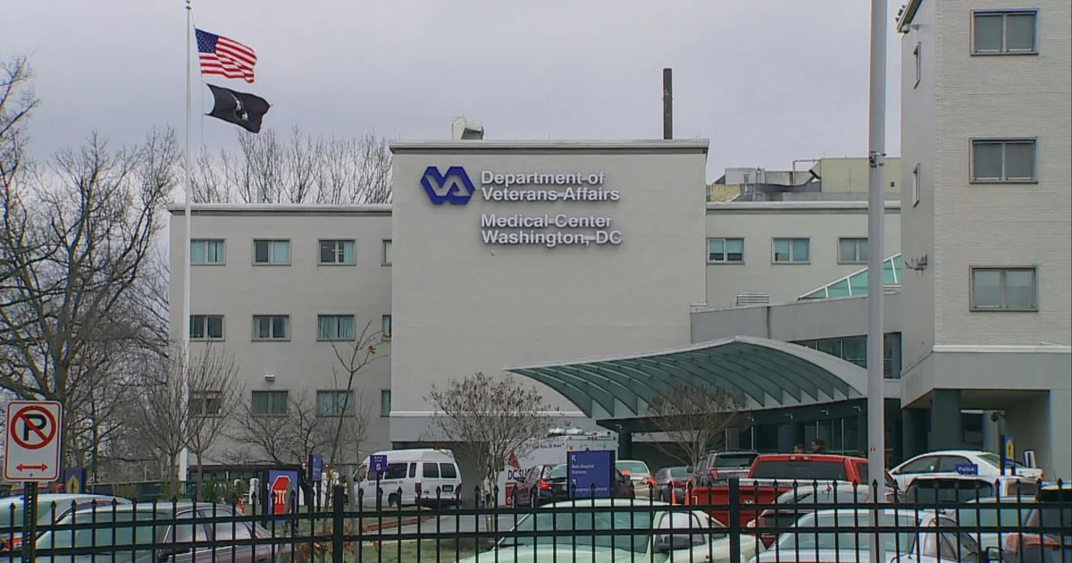Exterior shot of DC VA Medical Center building in Northwest Washington, DC
