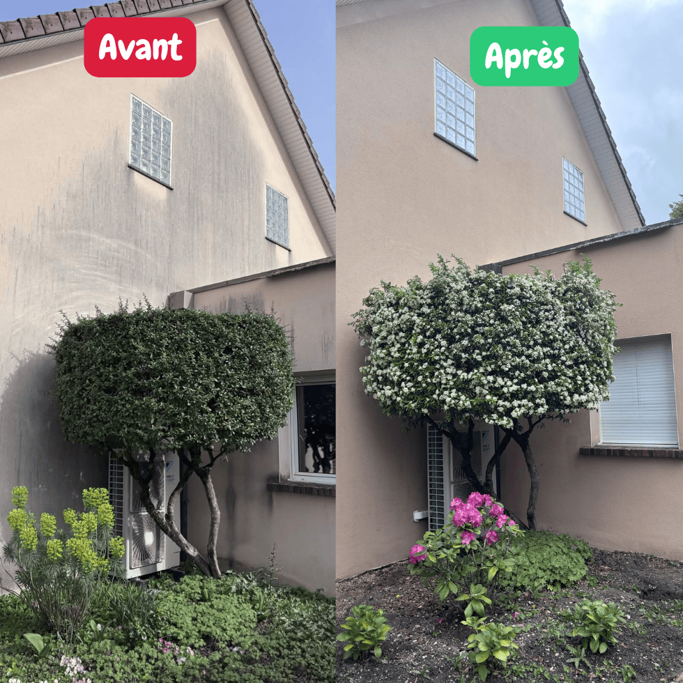 Avant et après : Façade — choc + haute pression