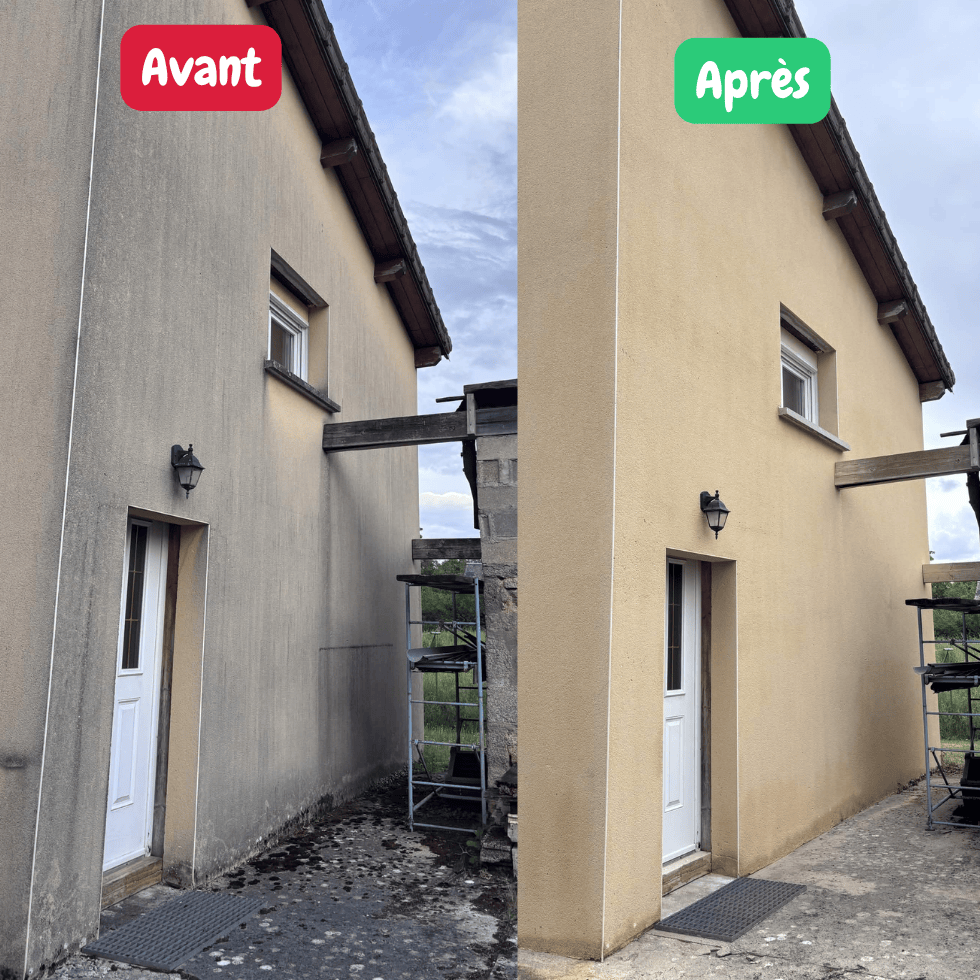 Avant et après : Façade — choc + haute pression