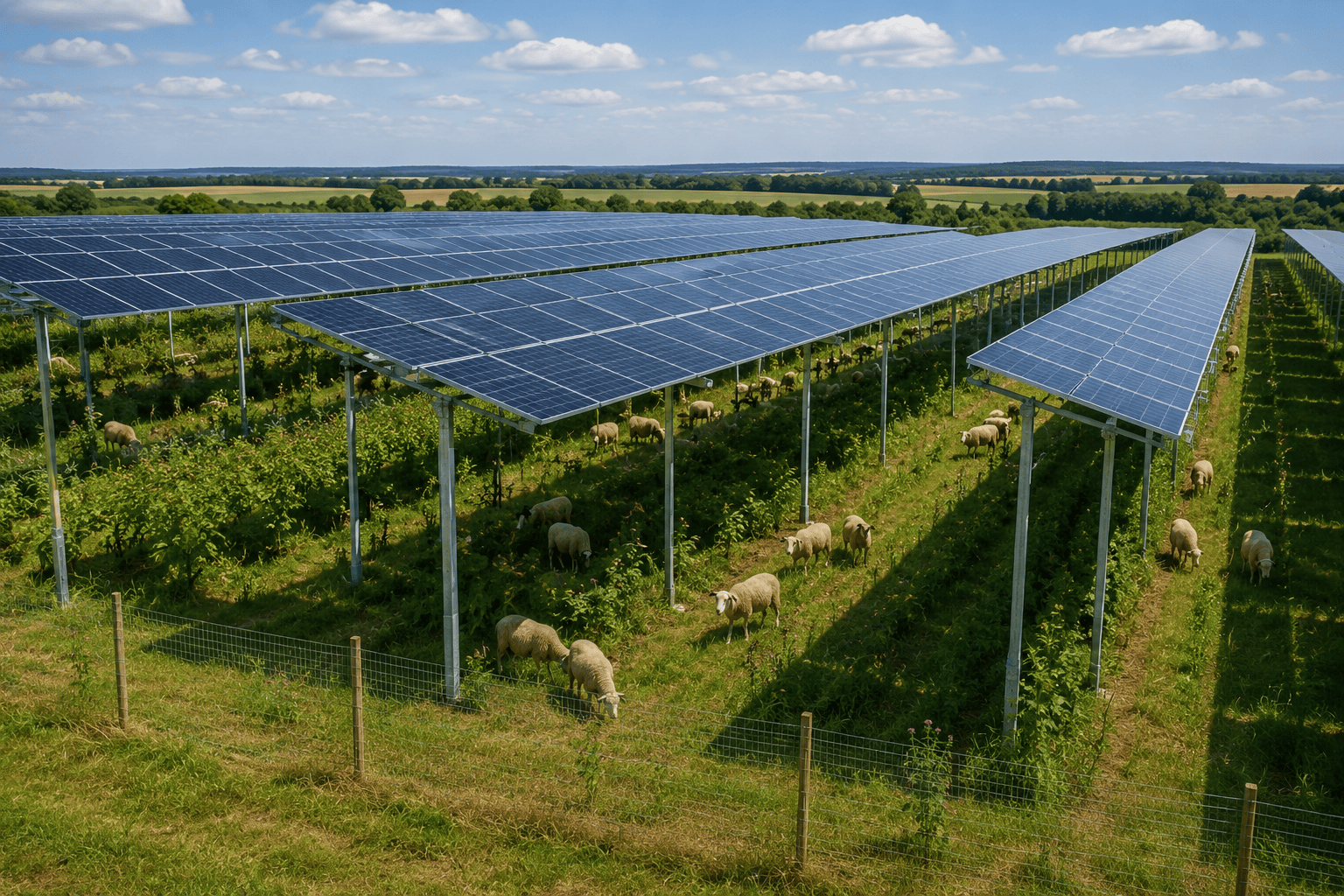 Installation agrivoltaïque au-dessus d'une parcelle cultivée