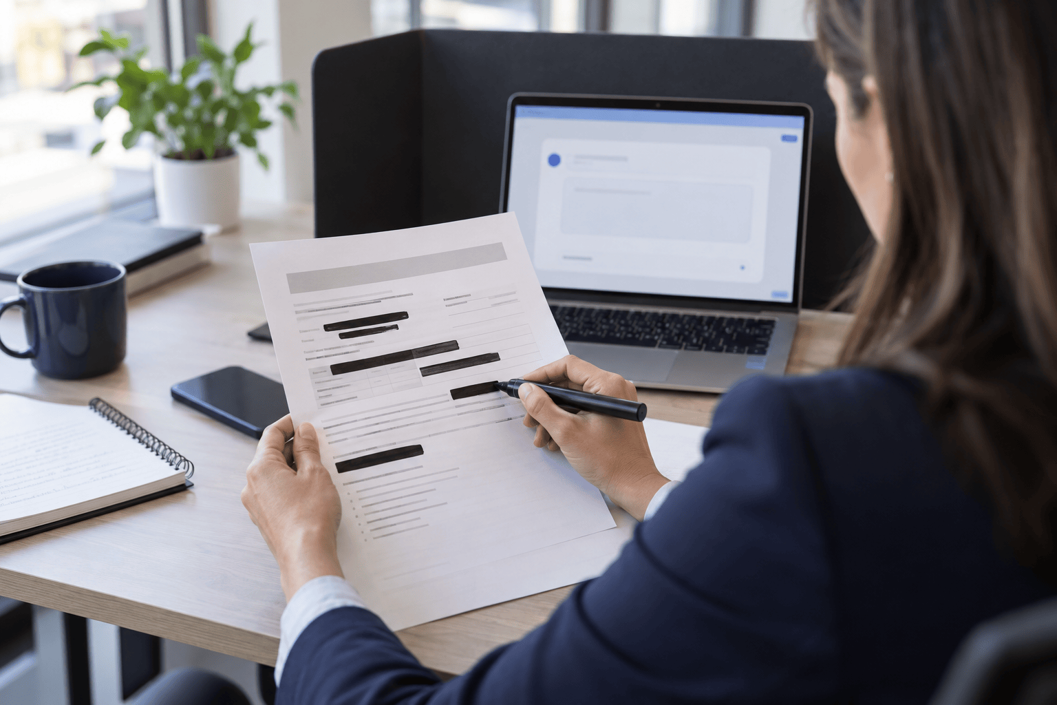 Employee removing sensitive information before using an AI business tool.