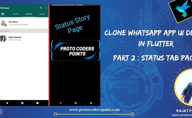 WhatsApp Clone App UI Design Using Flutter | Status Tab Page | PART 2
