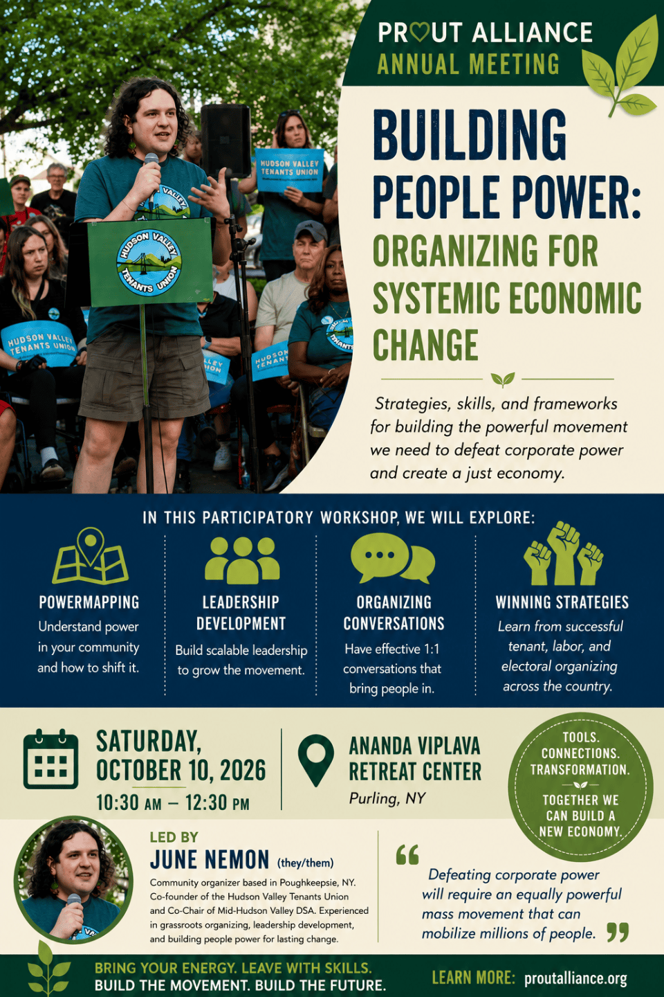 Building People Power: Organizing for Systemic Economic Change - Prout Alliance workshop, Saturday October 10, 2026