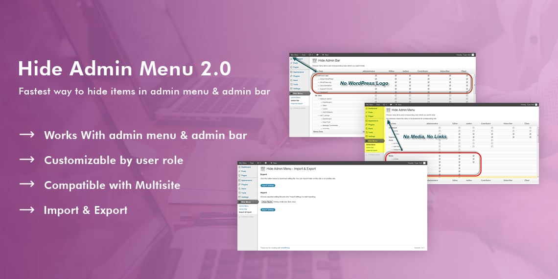 Put in functions.php file in your theme: Wordpress Hide Admin Menu Plugin - Pro WC Plugins