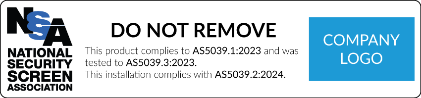 Australian Standards Installation Sticker