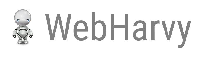 webharvy logo robot on checked background