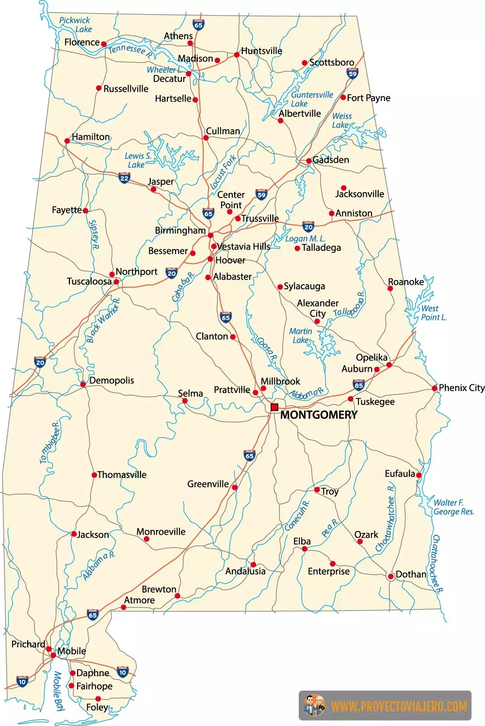 Alabama (estados unidos): mapa e información