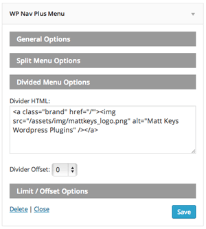 WP Nav Plus Divided Menu