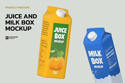 It showcases a photorealistic cartoon bottle suitable for all of your corporate . Juice And Milk Box Mockup Mockups Free Psd Templates