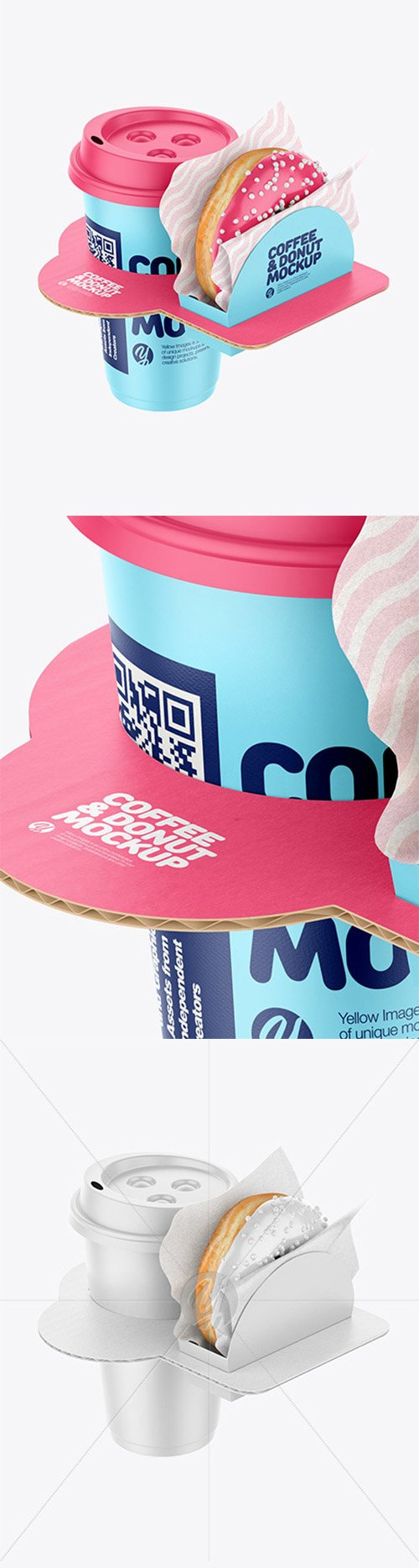 The item is presented in a front view. Coffee Cup With Donut In Holder Mockup 38867 Mockups Free Psd Templates