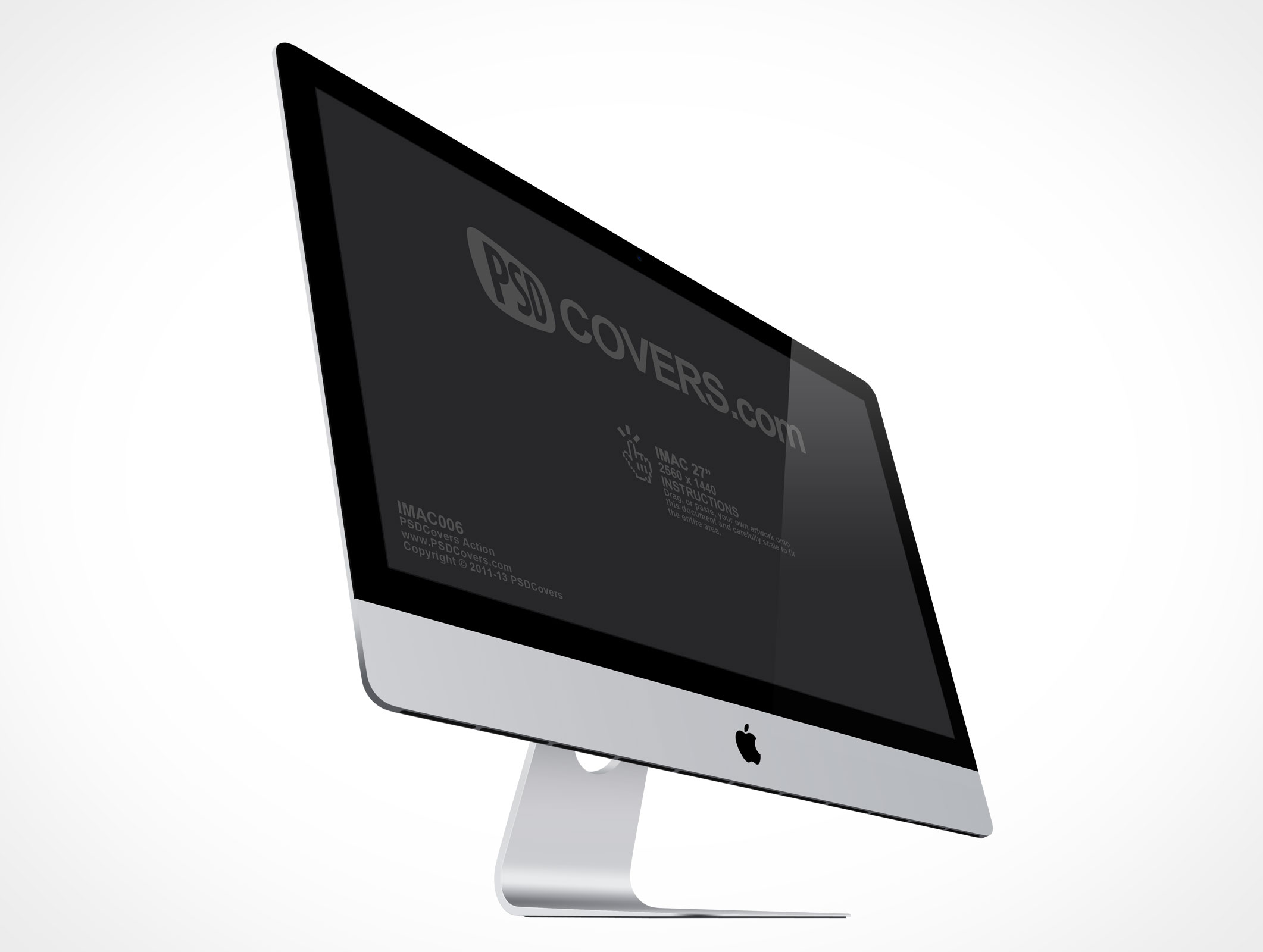 This is photoshop file, layered, smart object features to help you change sample image with your branding design. Imac Mockup Low Angle Shot At 30 Of Front View Of The Apple Imac 27