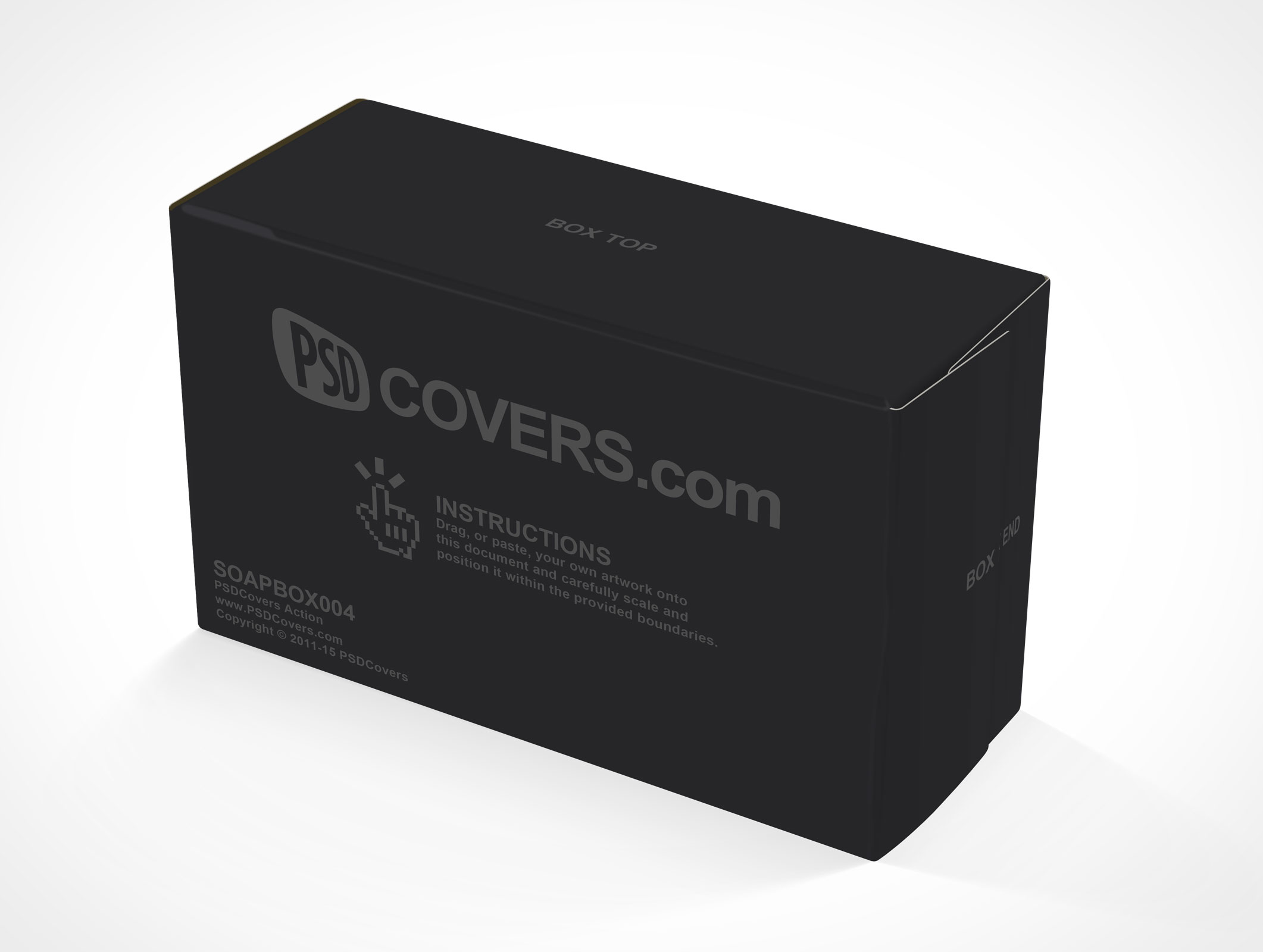 Soapbox004 is a standard 4oz soap box in generic packaging. Soap Box Mockup High Angle 330 Front View In Box Catalog