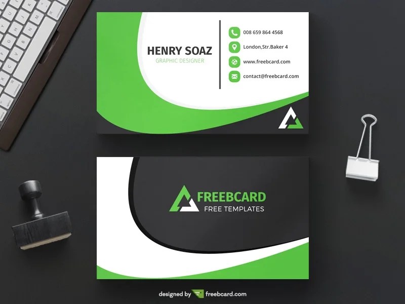 Free Green Geometric Business Card Template Download Psddaddy Com