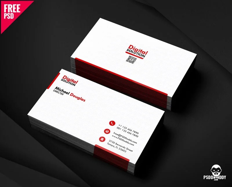 Free Simple Business Card Psd Template Psddaddy Com