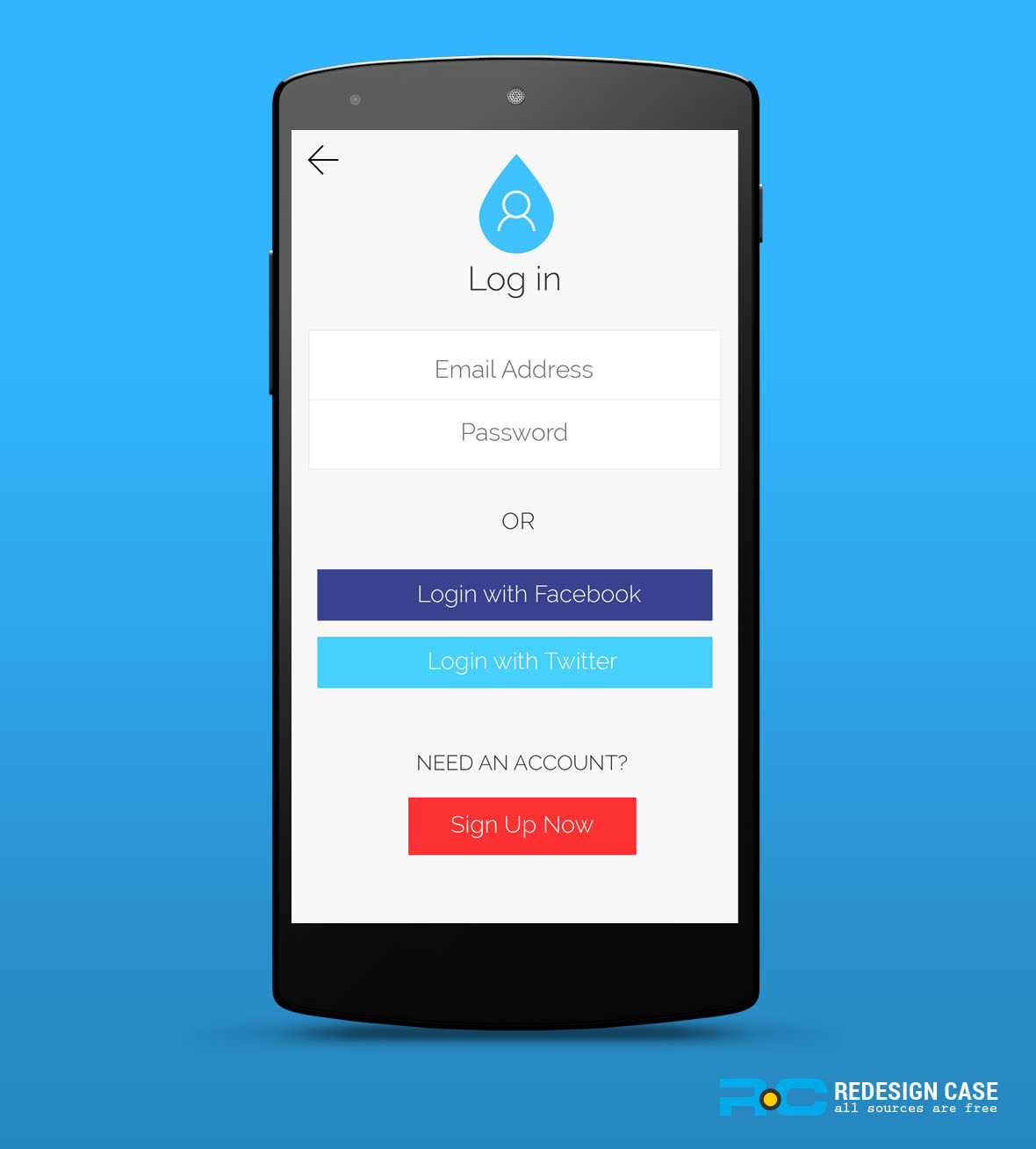 FLat Login Material Design UI Mockup