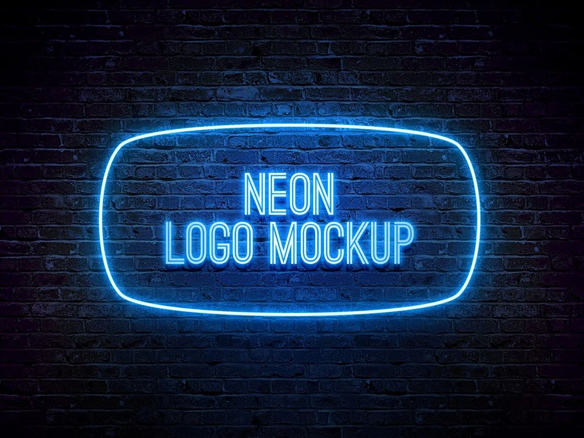 Simple edit with smart layers. Neon Logo Mockup Psd Template