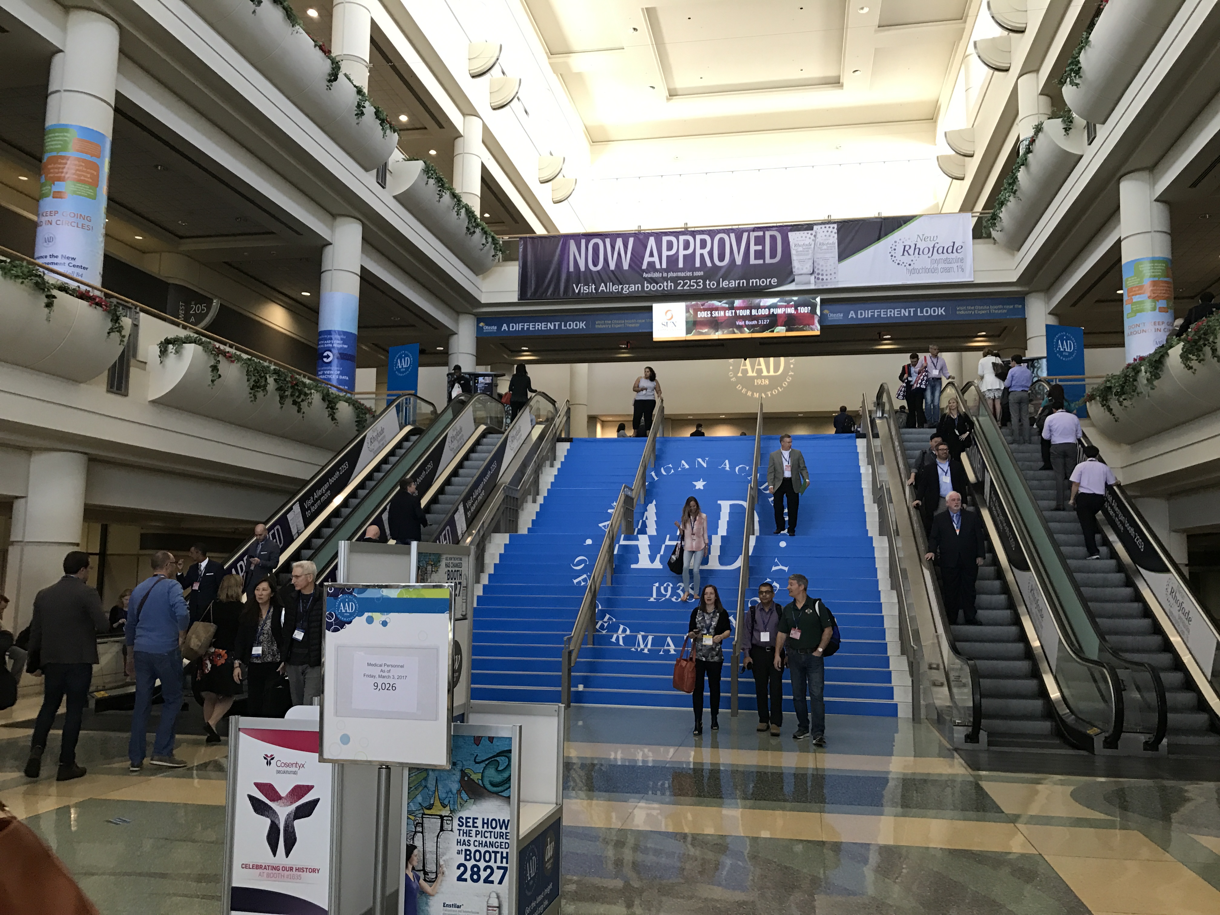 Walking into the Convention Hall the AAD logo is prominent.