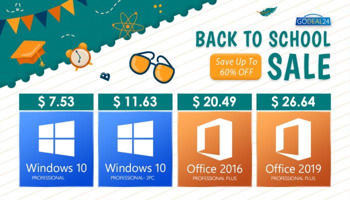 Godeal24 Back to School Sale – Cheapest Office from $20, and Windows 10 for $7.50 (SPONSORED)