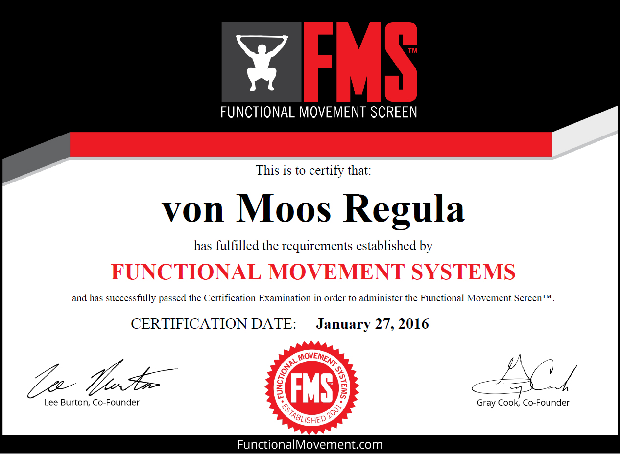 Zertifikat Functional Movement Screen