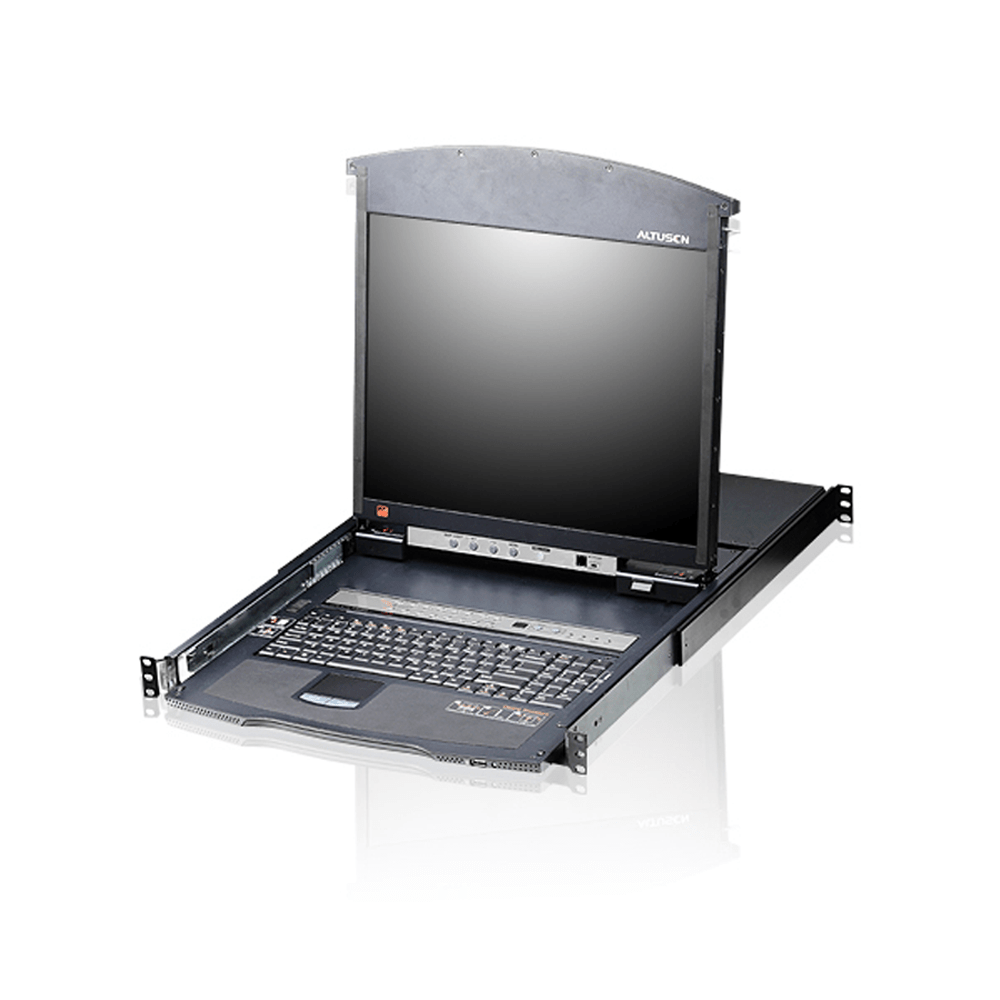 ATEN ALTUSEN 16-Port 17" LCD KVM Switch with Dual Rail Console, PS/2-USB Support, Daisy-Chain Up to 512 Computers With Adapters