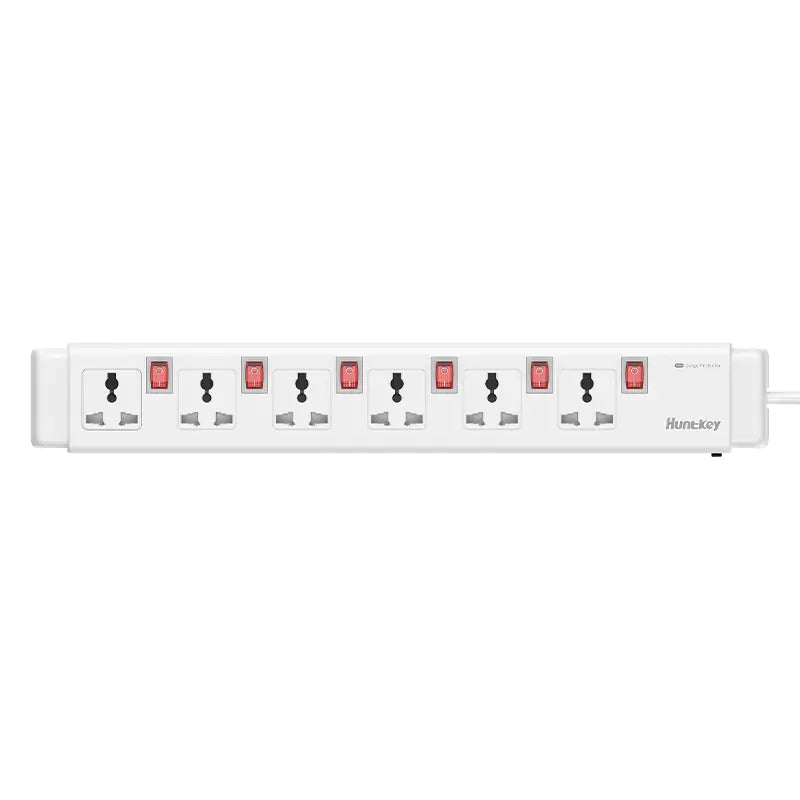 Huntkey PZC604 6-Outlet Power Strip with Independent Switches, Surge & Overload Protection, Flame Retardant Material (5m)