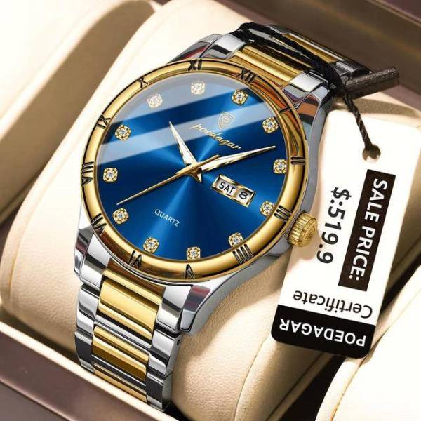 Poedagar 878 Watch (Gold - Blue)