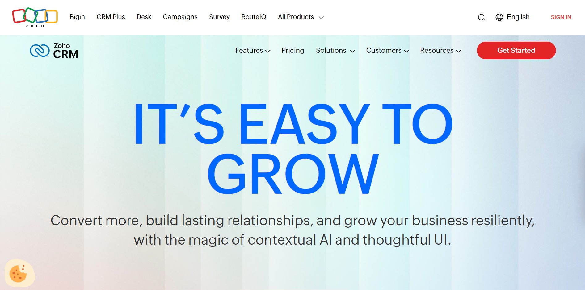 zoho crm web page screenshot
