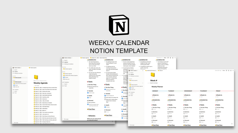 My weekly calendar
