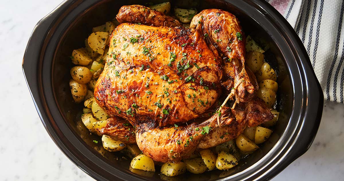 Slow-cooker whole chicken with potatoes