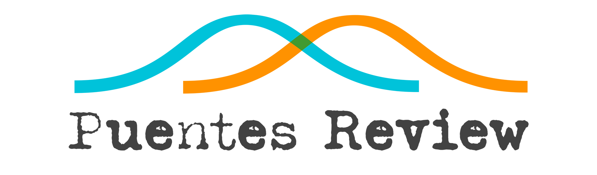 Logotipo de puentes review colores azul y naranja