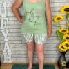 Pijama de dama, Slim Fit, Maiou vernil si pantalon scurt - PJV69
