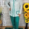 Pijama de dama, Mărime mare, Bluza cu nasturi si pantalon verde - LN186
