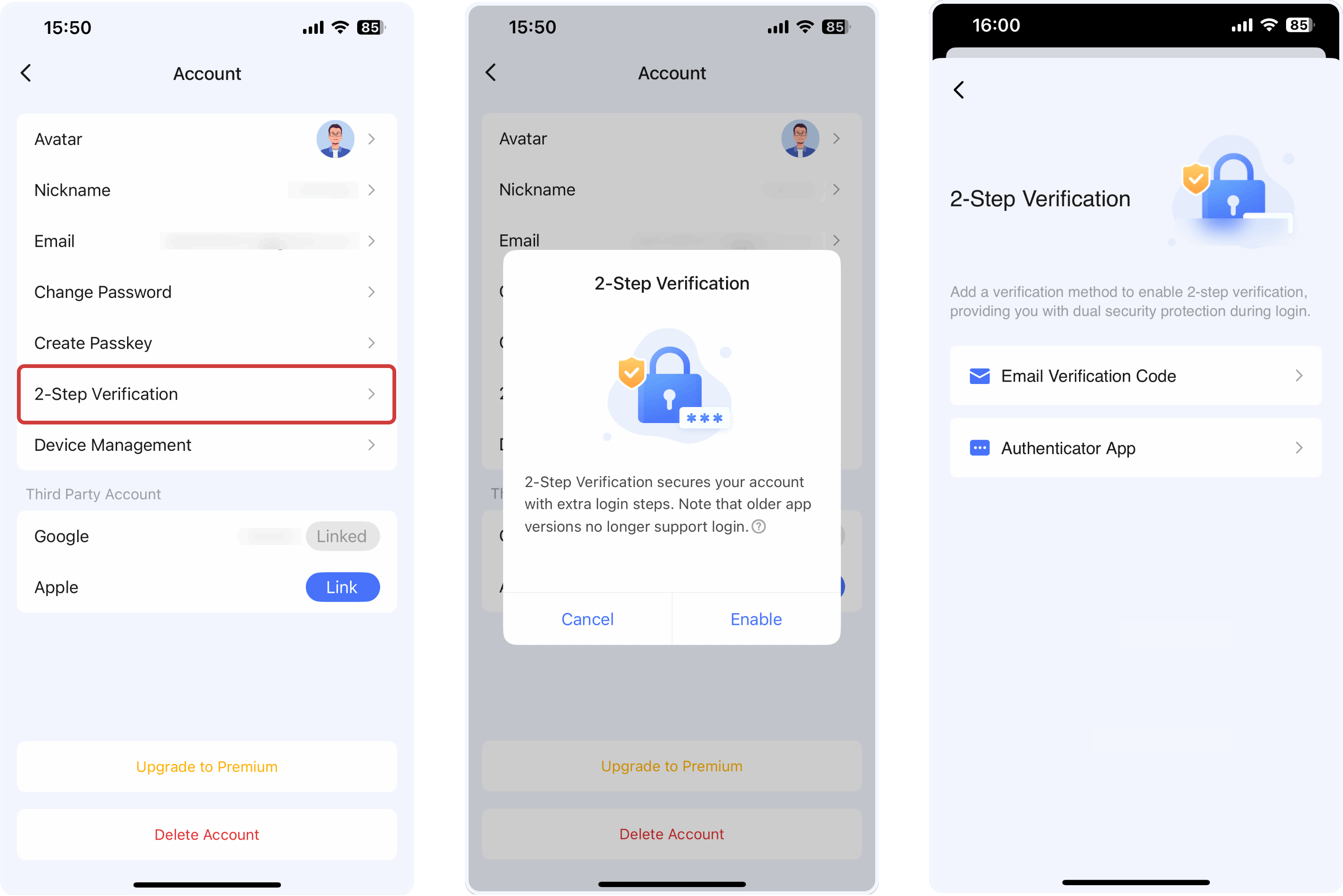 Tap To Enable Two Step Complete The Identity 