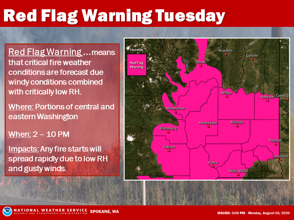 Red Flag Warning For Extreme Wildfire Danger Issued For Whitman County ...