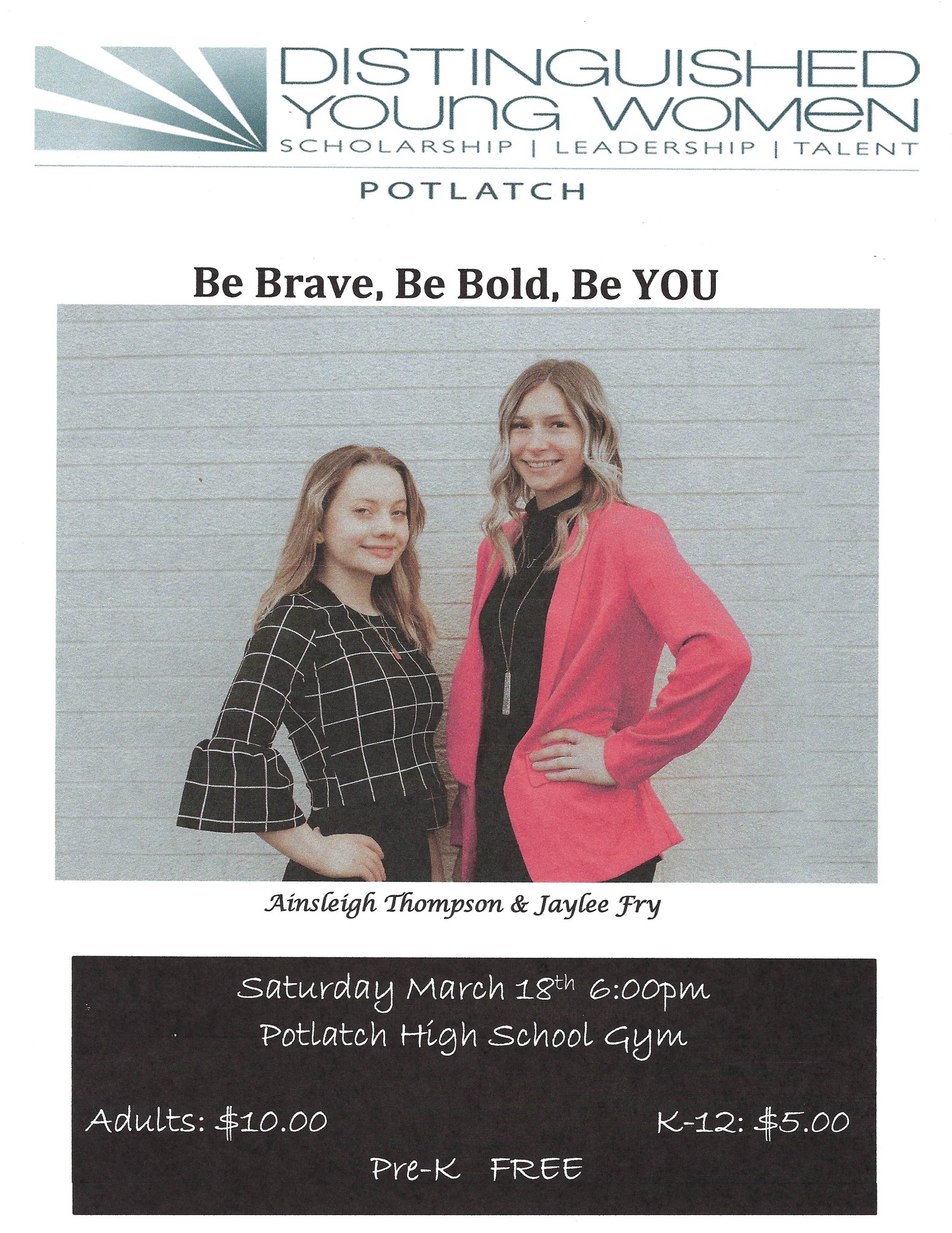 Potlatch Distinguished Young Women Scholarship Program Saturday Night ...