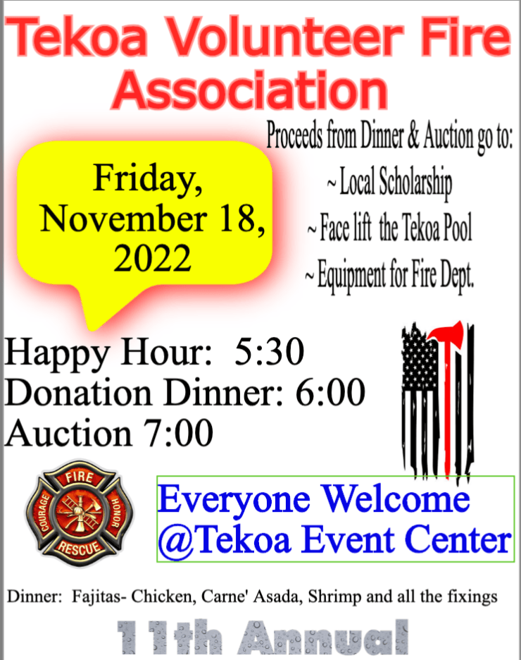 Tekoa Volunteer Fire Association to hold 11th Annual Fundraiser ...