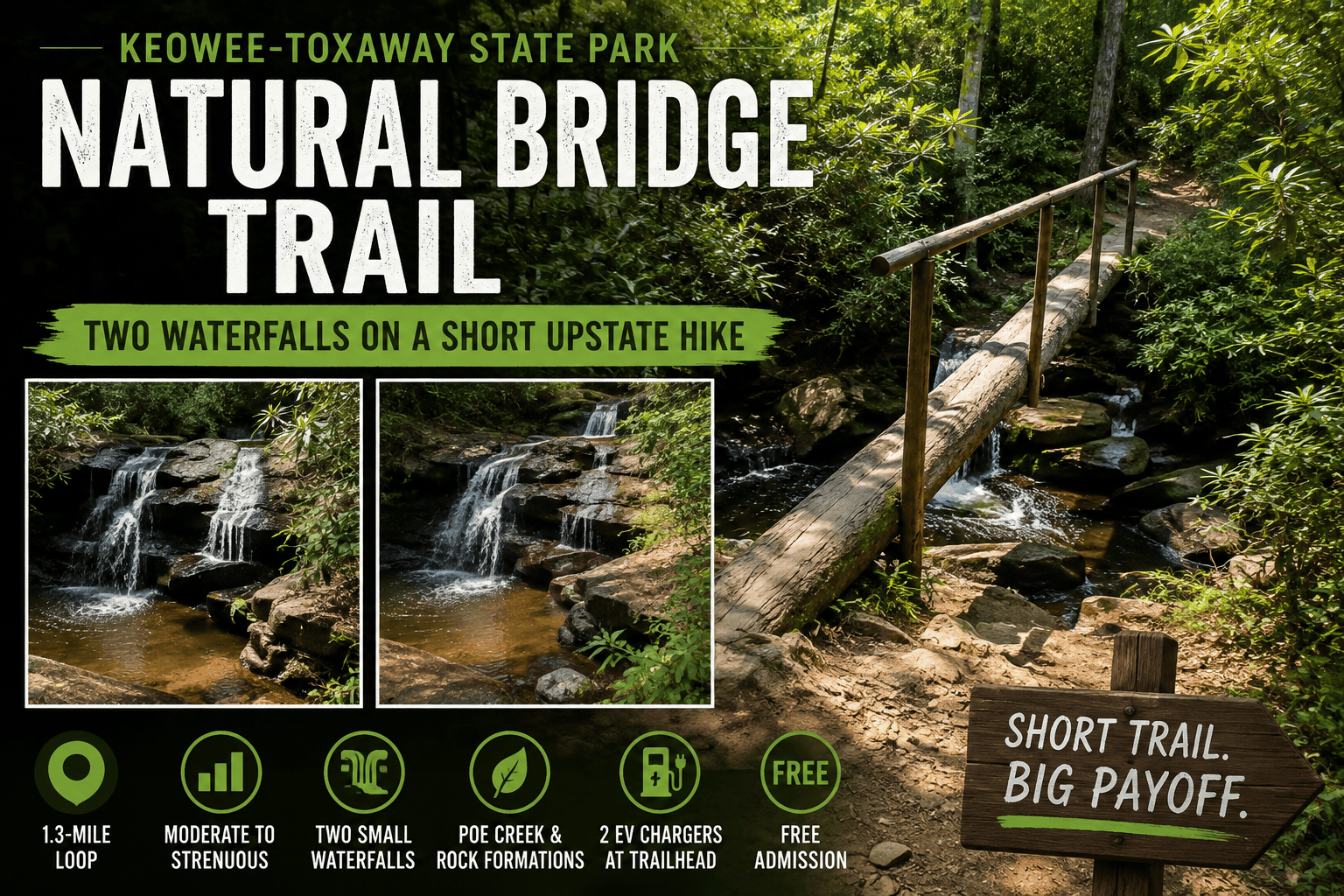 Natural Bridge Trail at Keowee-Toxaway State Park: Two Waterfalls on a Short Upstate Hike