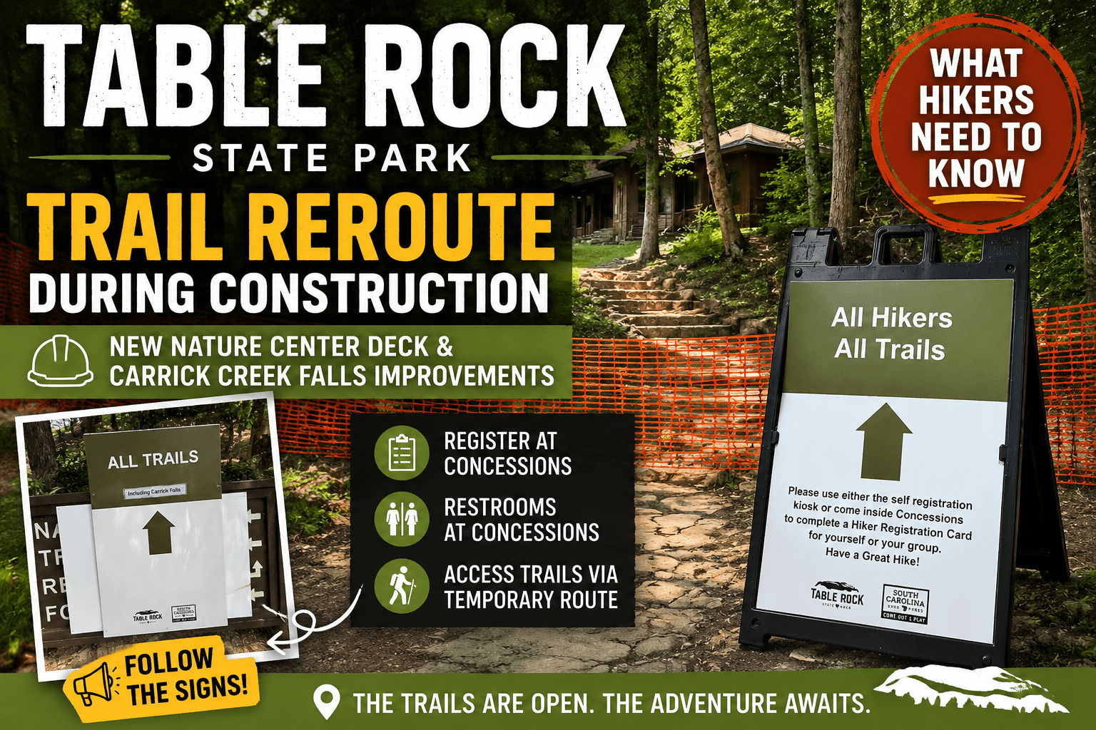 Construction Changes the Trailhead at Table Rock State Park: What Hikers Need to Know