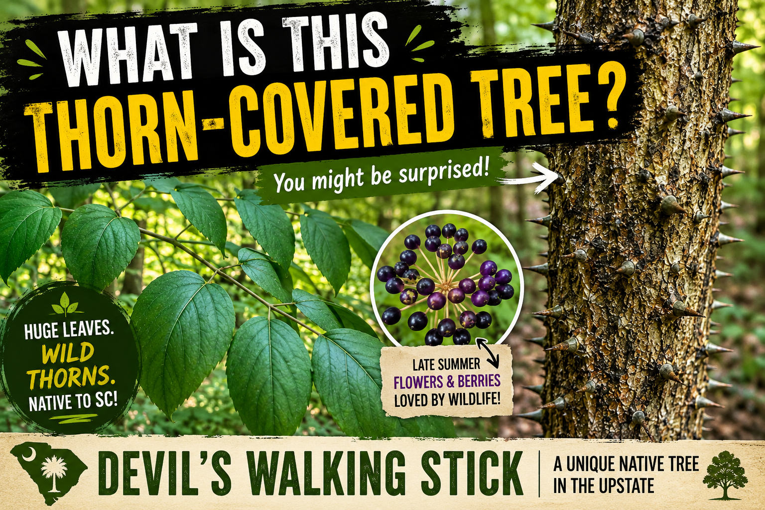 Devil’s Walking Stick: The Thorn-Covered Native Tree Hiding in the Upstate
