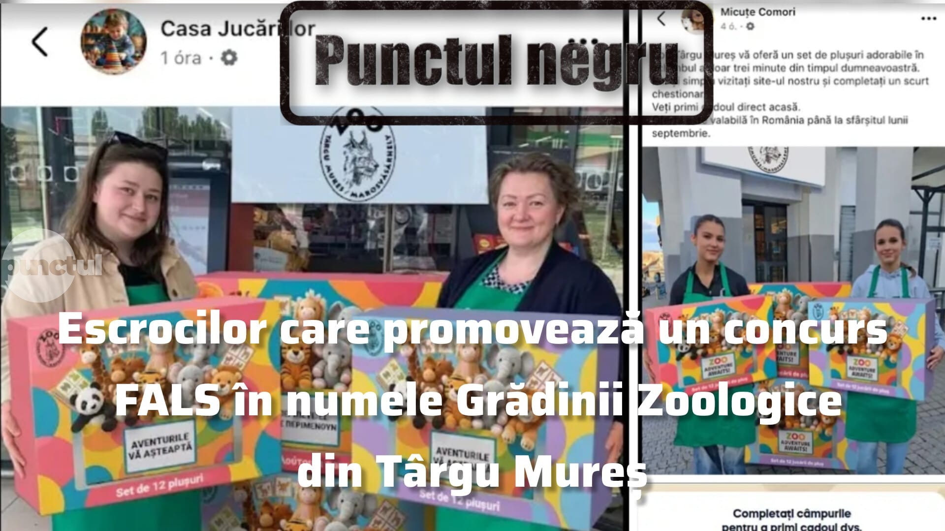 Punctul negru pentru escrocii care promovează un concurs FALS în numele Grădinii Zoologice Târgu Mureș