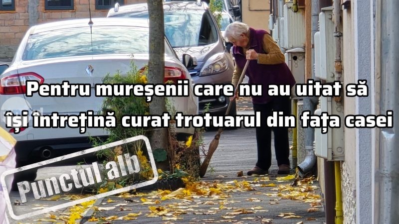 Punctul alb pentru mureșenii care nu au uitat să își întrețină curat trotuarul din fața casei