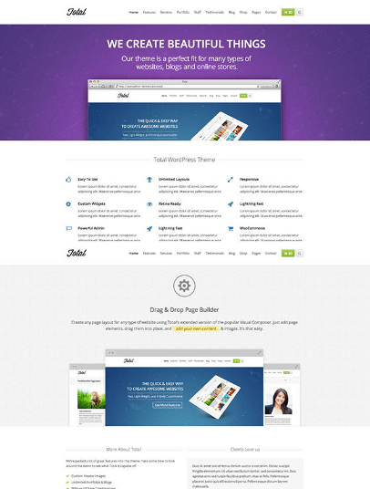 Total one page wordpress theme