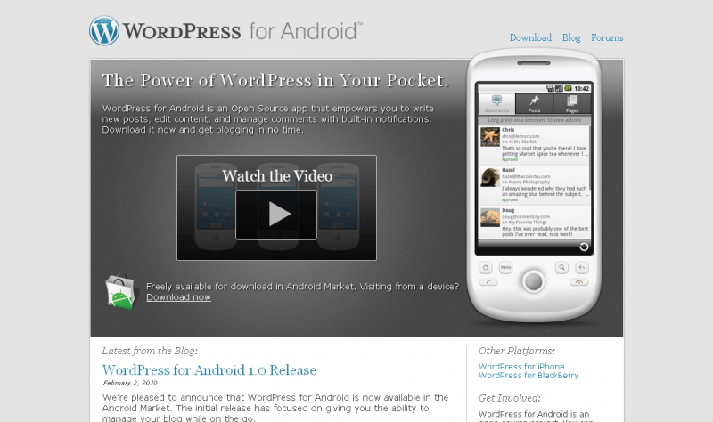 WordPress for Android 1.0 Release