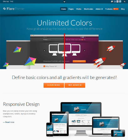 flare wordpress one page theme