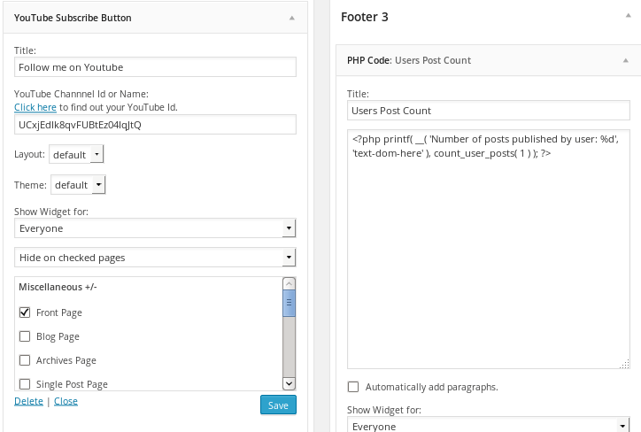 hide widgets on certain pages in wordpress