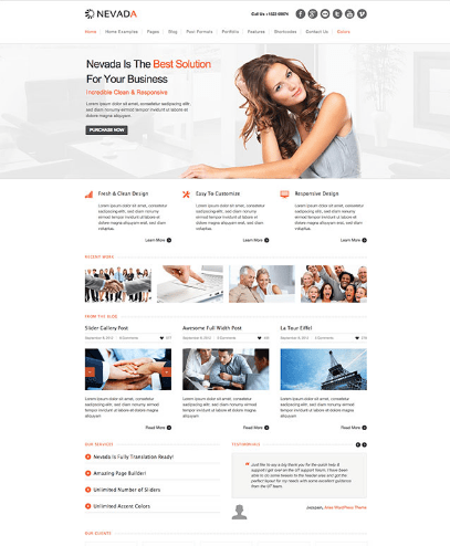 nevada wordpress one page theme