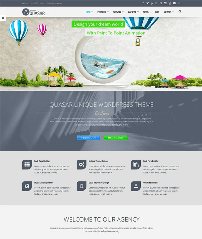 quasar one page wordpress theme
