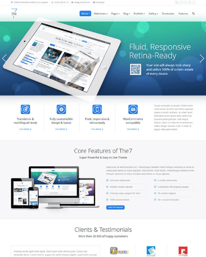 the7 wordpress one page theme
