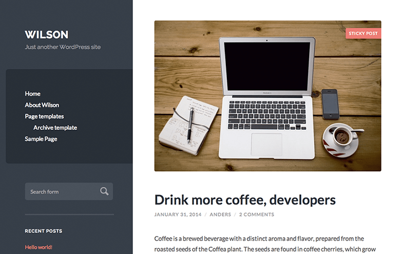 wilson wordpress blog theme