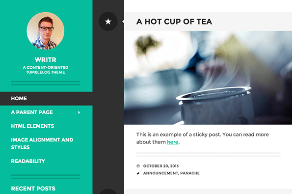 writr wordpress blog theme